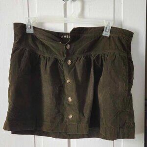 American Eagle Green Corduroy Short Skirt Sz XL/18